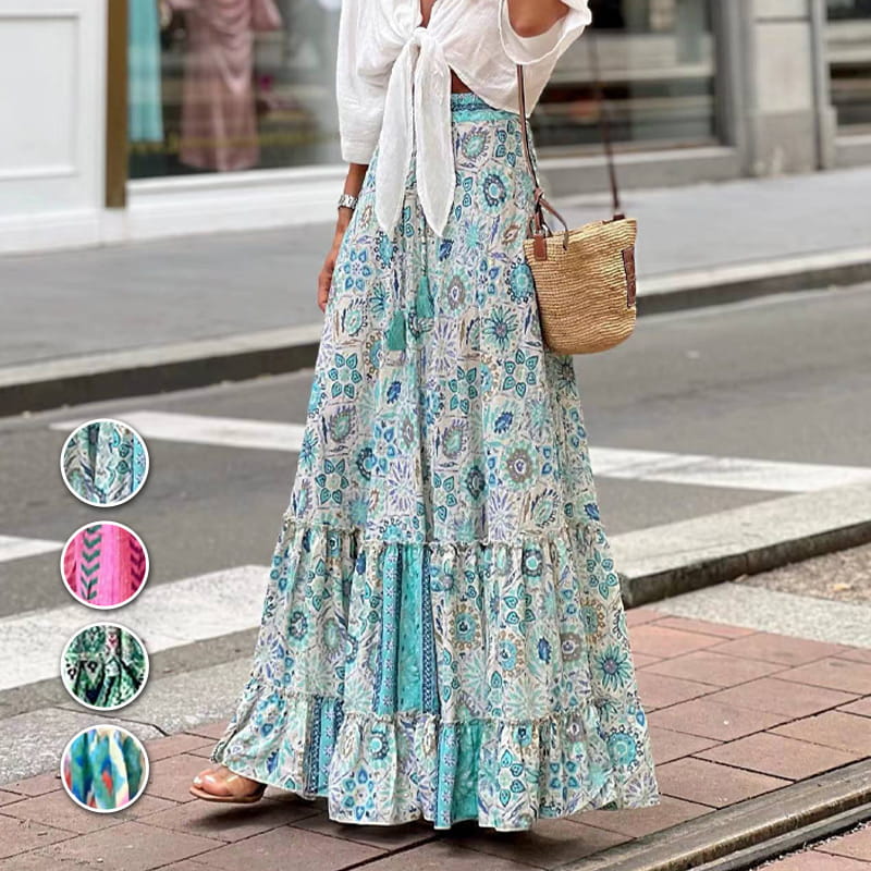 🔥👗Spódnica półdługa z nadrukiem w stylu wakacji letnich