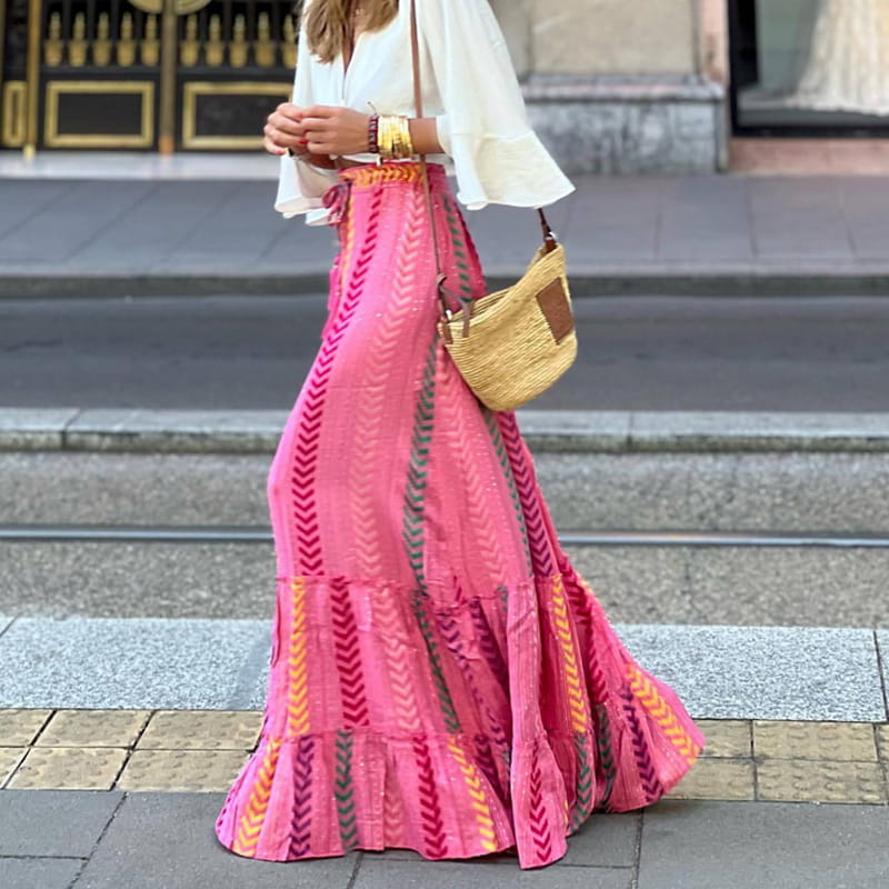 🔥👗Spódnica półdługa z nadrukiem w stylu wakacji letnich