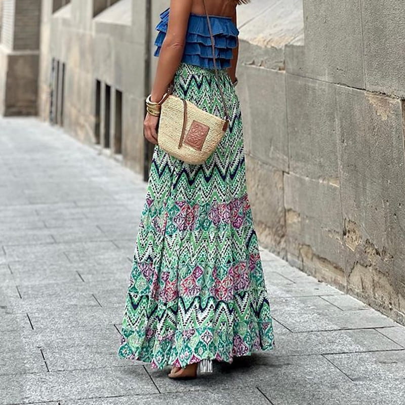 🔥👗Spódnica półdługa z nadrukiem w stylu wakacji letnich