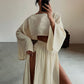 🔥👗Damski codzienny komplet z bawełny i lnu z rozcięciem z boku, dwuczęściowy
