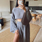 🔥👗Damski codzienny komplet z bawełny i lnu z rozcięciem z boku, dwuczęściowy
