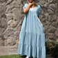 🔥👗Luźna sukienka jeansowa z dekoltem w szpic