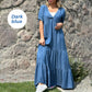 🔥👗Luźna sukienka jeansowa z dekoltem w szpic