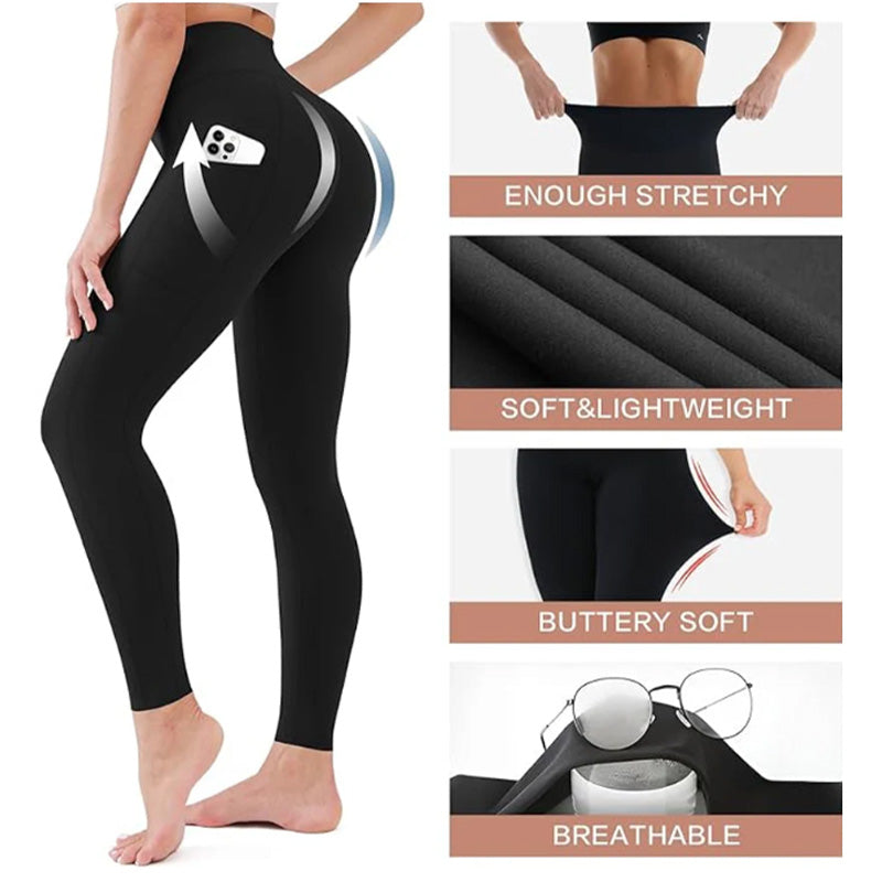 🔥👖Leginsy treningowe z wysokim stanem, podnoszące pośladki i modelujące brzuch, z kieszenią boczną