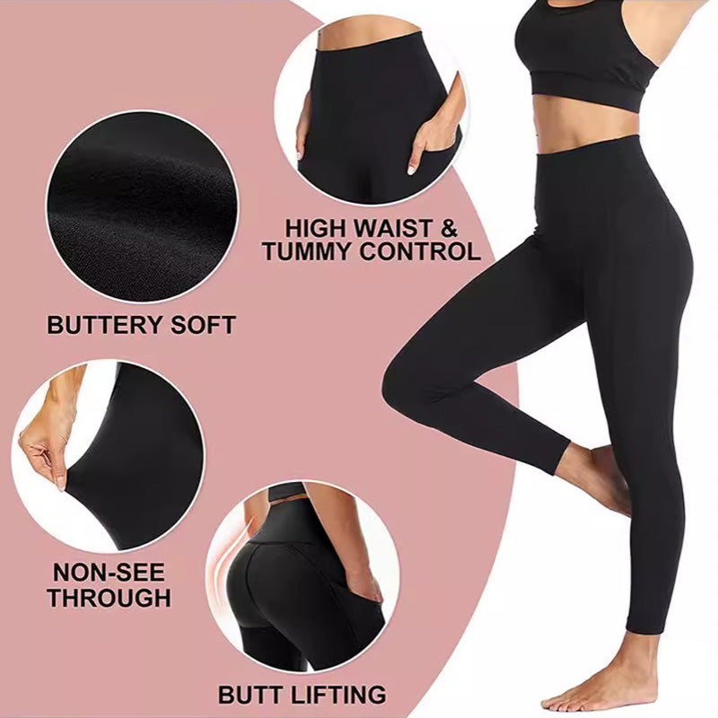 🔥👖Leginsy treningowe z wysokim stanem, podnoszące pośladki i modelujące brzuch, z kieszenią boczną