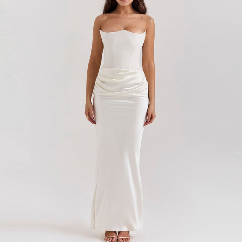 🔥👗Seksowna, obcisła sukienka maxi z gorsetem i obszyciem w kształcie rybiego ogona