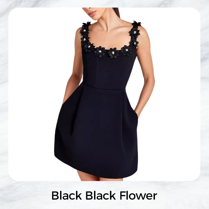 🔥👗Elegancka sukienka damska z kwadratowym dekoltem i kwiatowym wzorem