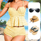 🔥🩱Kobiece stalowe usztywnienie, jednolity kolor, halter, rozcięcie, bikini