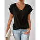 🔥👚 Casual Krótki Rękaw Elegancki T-shirt z Dekoltem w Serek