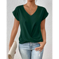 🔥👚 Casual Krótki Rękaw Elegancki T-shirt z Dekoltem w Serek