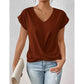 🔥👚 Casual Krótki Rękaw Elegancki T-shirt z Dekoltem w Serek