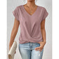 🔥👚 Casual Krótki Rękaw Elegancki T-shirt z Dekoltem w Serek