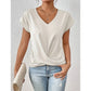 🔥👚 Casual Krótki Rękaw Elegancki T-shirt z Dekoltem w Serek