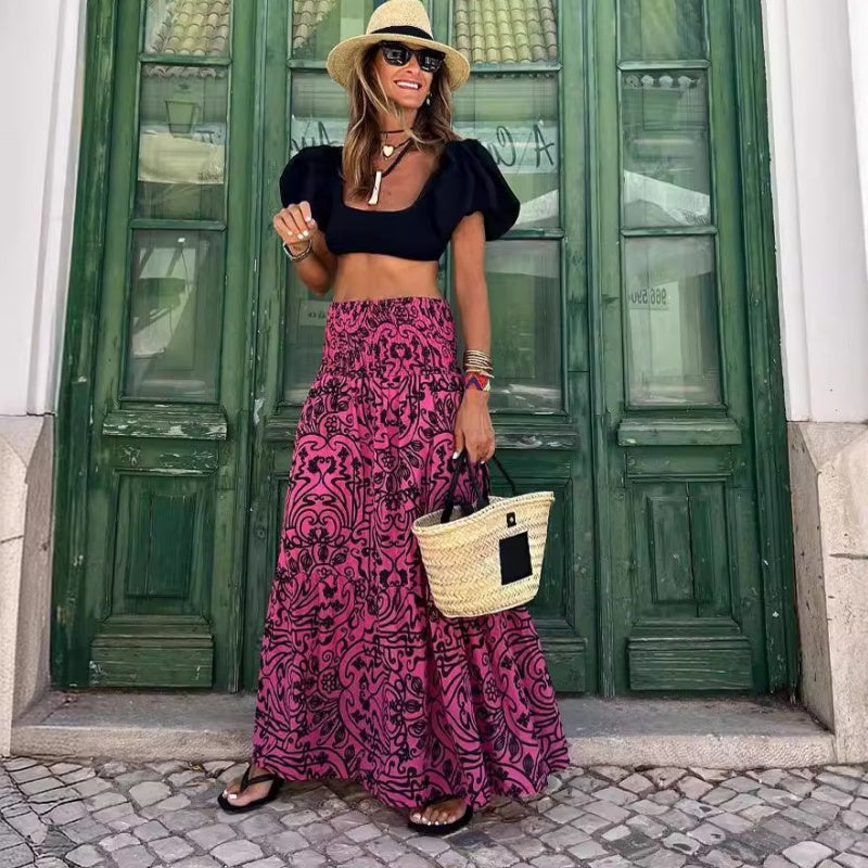 🔥👗Casualowa damska spódnica z półrękawem z nadrukiem