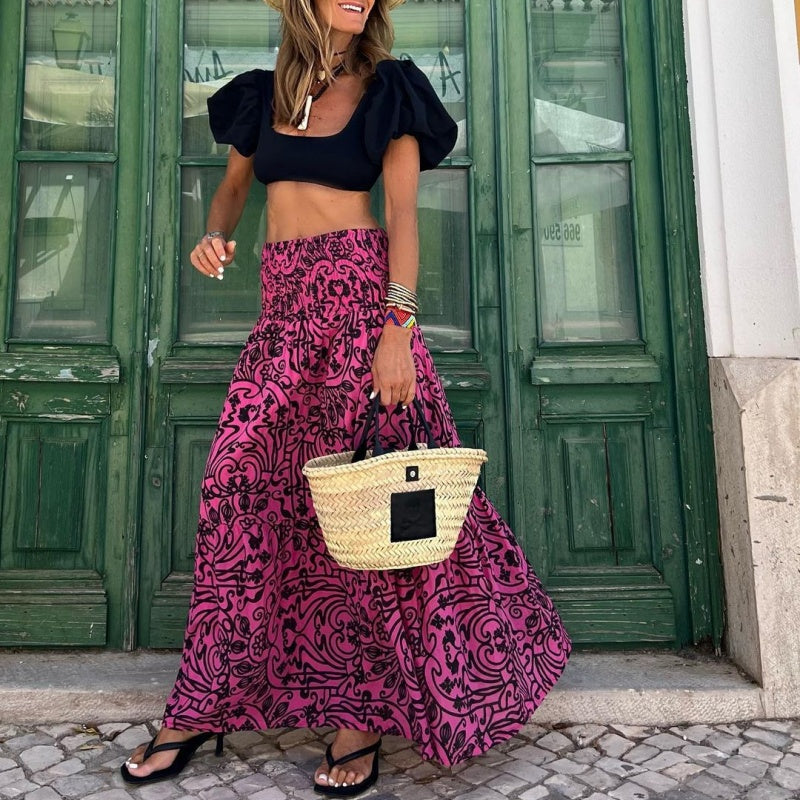 🔥👗Casualowa damska spódnica z półrękawem z nadrukiem