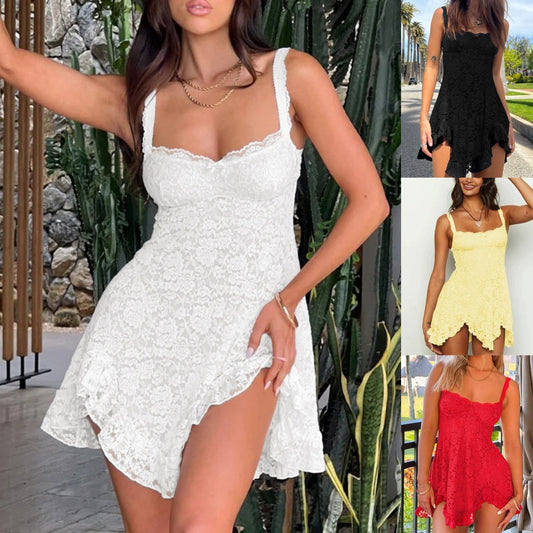 🔥👗Kobieca mini sukienka bez rękawów z koronką Cami