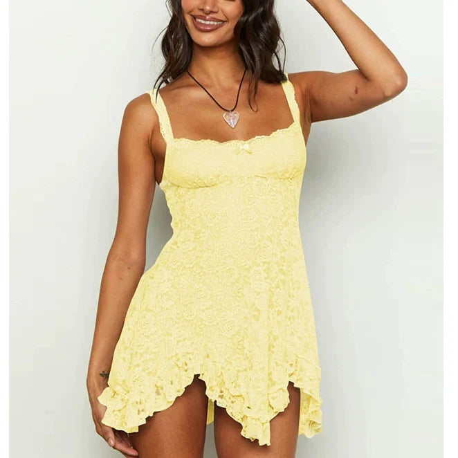 🔥👗Kobieca mini sukienka bez rękawów z koronką Cami