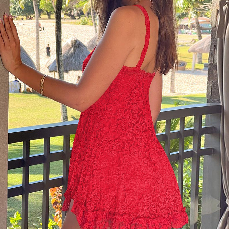 🔥👗Kobieca mini sukienka bez rękawów z koronką Cami