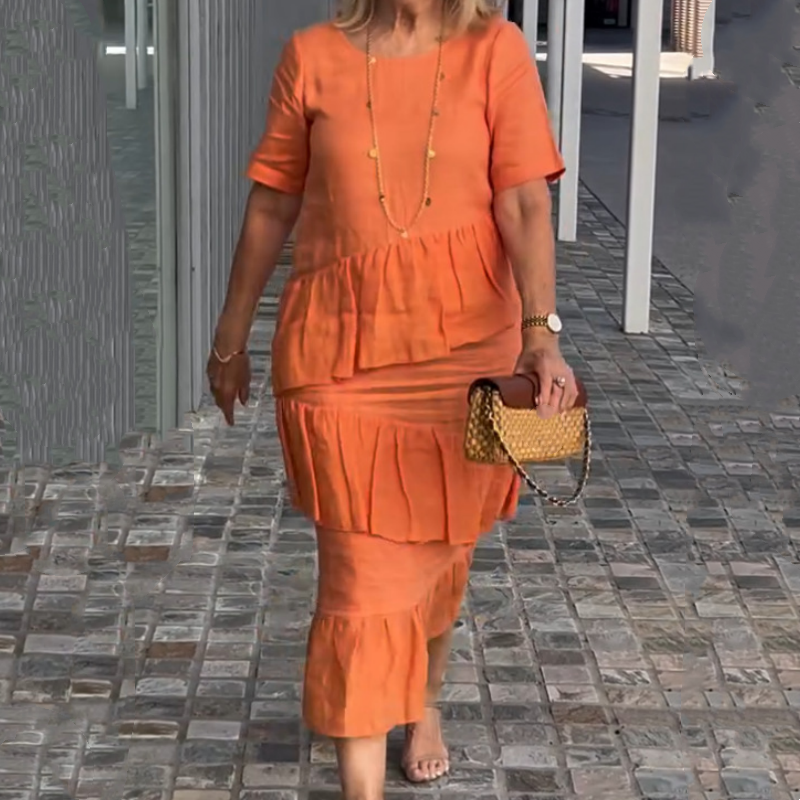 🔥👗Damska plisowana sukienka z okrągłym dekoltem