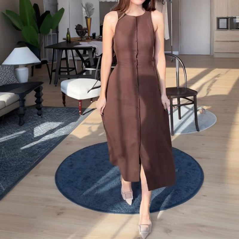 🔥👗 Elegancka damska sukienka bez rękawów z wiązaniem z przodu w talii