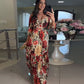 🔥👗Damska plisowana sukienka z dekoltem w serek i nadrukiem kwiatowym 🌹