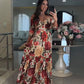 🔥👗Damska plisowana sukienka z dekoltem w serek i nadrukiem kwiatowym 🌹