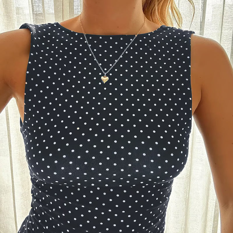 🔥👗Letnia sukienka bez rękawów w kropki