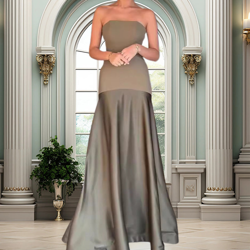🔥👗Elegancka długa sukienka w kształcie litery A z odkrytymi ramionami