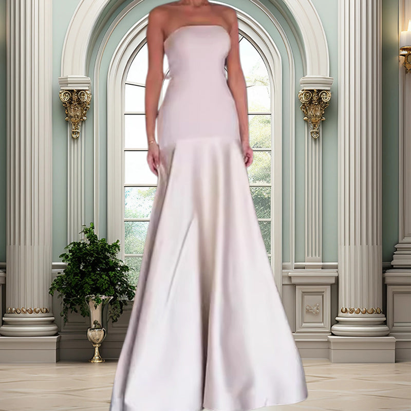 🔥👗Elegancka długa sukienka w kształcie litery A z odkrytymi ramionami
