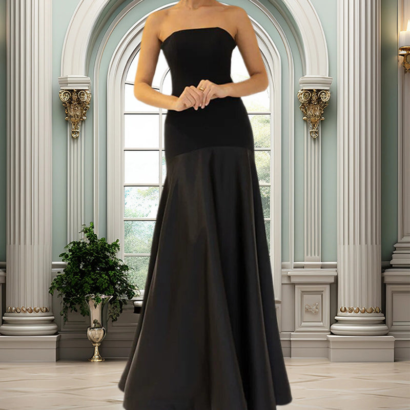🔥👗Elegancka długa sukienka w kształcie litery A z odkrytymi ramionami