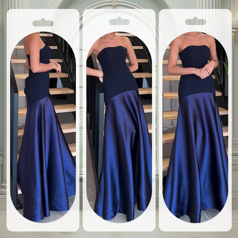 🔥👗Elegancka długa sukienka w kształcie litery A z odkrytymi ramionami