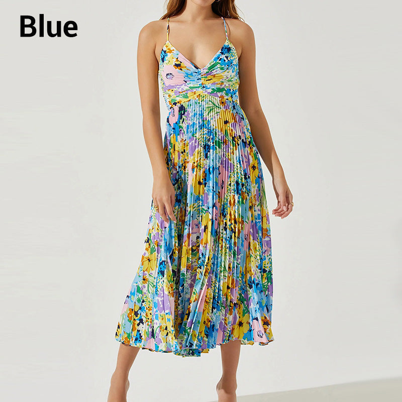 🔥👗Modne damskie sukienki z dekoltem w serek i bez rękawów, z nadrukiem