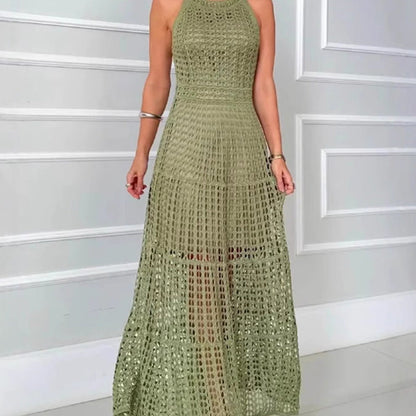 🔥👗Sukienka maxi z dzianiny szydełkowej o teksturowanym kroju