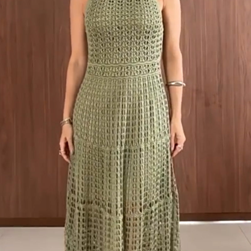 🔥👗Sukienka maxi z dzianiny szydełkowej o teksturowanym kroju