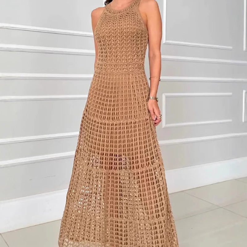 🔥👗Sukienka maxi z dzianiny szydełkowej o teksturowanym kroju