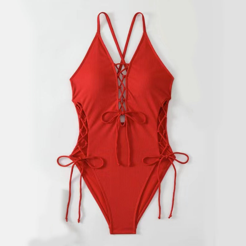 🔥👙Seksowny damski jednoczęściowy kostium kąpielowy z dekoltem w serek