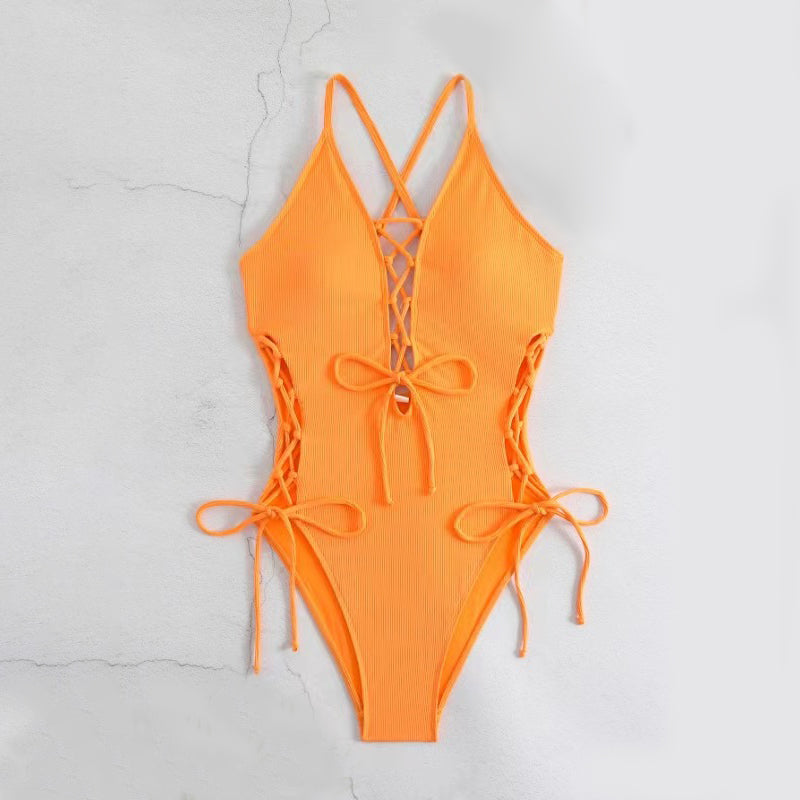 🔥👙Seksowny damski jednoczęściowy kostium kąpielowy z dekoltem w serek