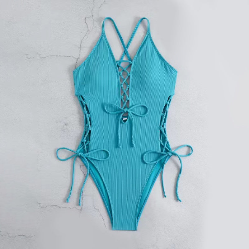 🔥👙Seksowny damski jednoczęściowy kostium kąpielowy z dekoltem w serek