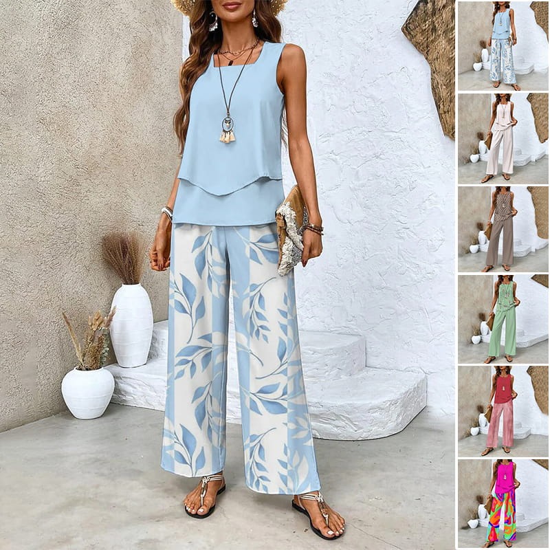🔥👗Dwuczęściowy komplet damski bez rękawów