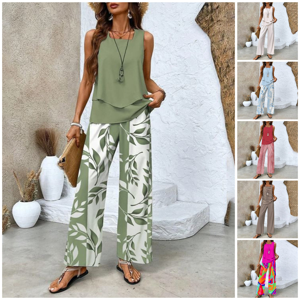 🔥👗Dwuczęściowy komplet damski bez rękawów
