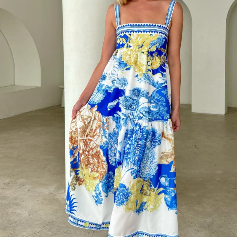 🔥👗Elegancka damska sukienka maxi w kwiaty z kieszeniami