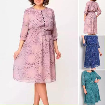 🔥👗Damska sukienka midi plus size z wiązaniem w talii