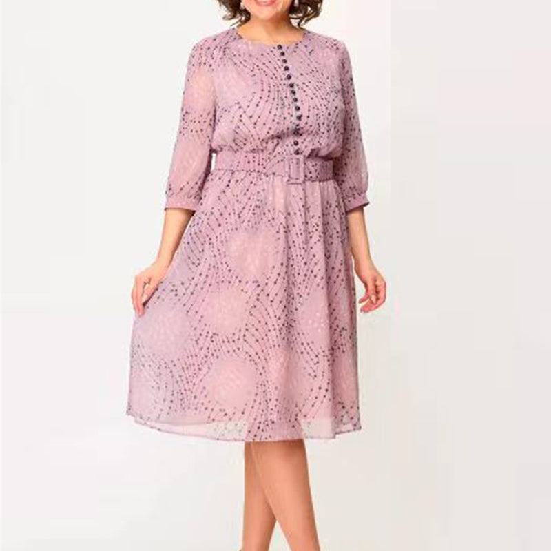 🔥👗Damska sukienka midi plus size z wiązaniem w talii