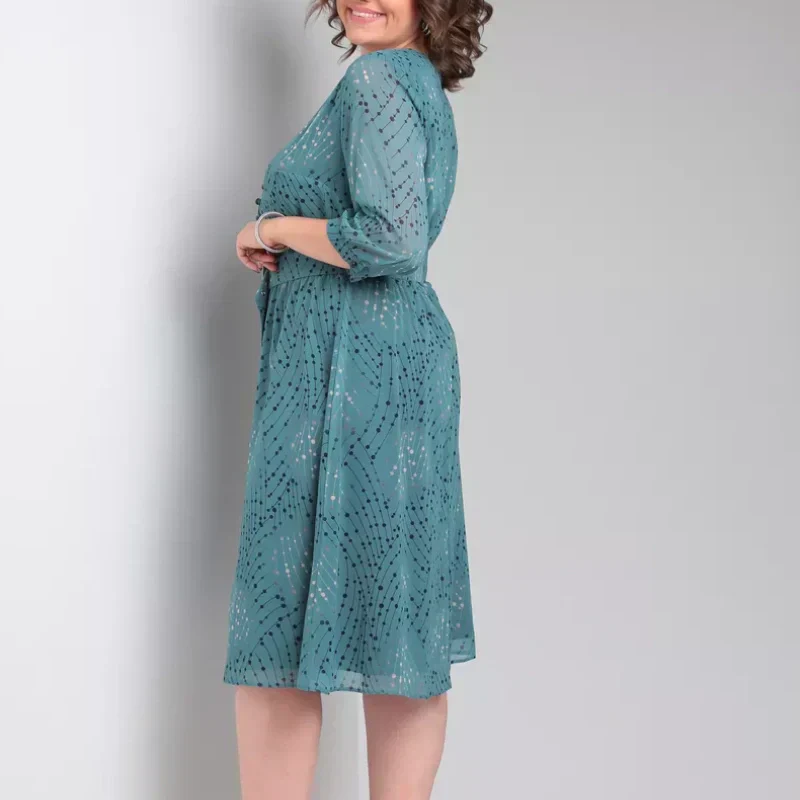 🔥👗Damska sukienka midi plus size z wiązaniem w talii