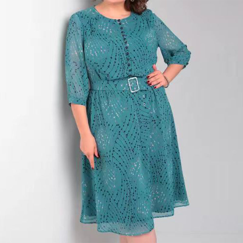 🔥👗Damska sukienka midi plus size z wiązaniem w talii