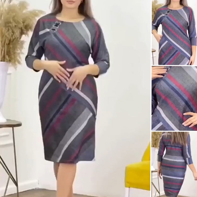 🔥👗Damska sukienka z okrągłym dekoltem i luźnym krojem