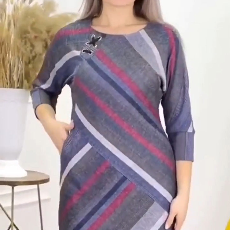 🔥👗Damska sukienka z okrągłym dekoltem i luźnym krojem