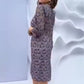 🔥👗Sukienka damska z długim rękawem, w elegancki nadruk, z okrągłym dekoltem