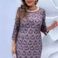 🔥👗Sukienka damska z długim rękawem, w elegancki nadruk, z okrągłym dekoltem