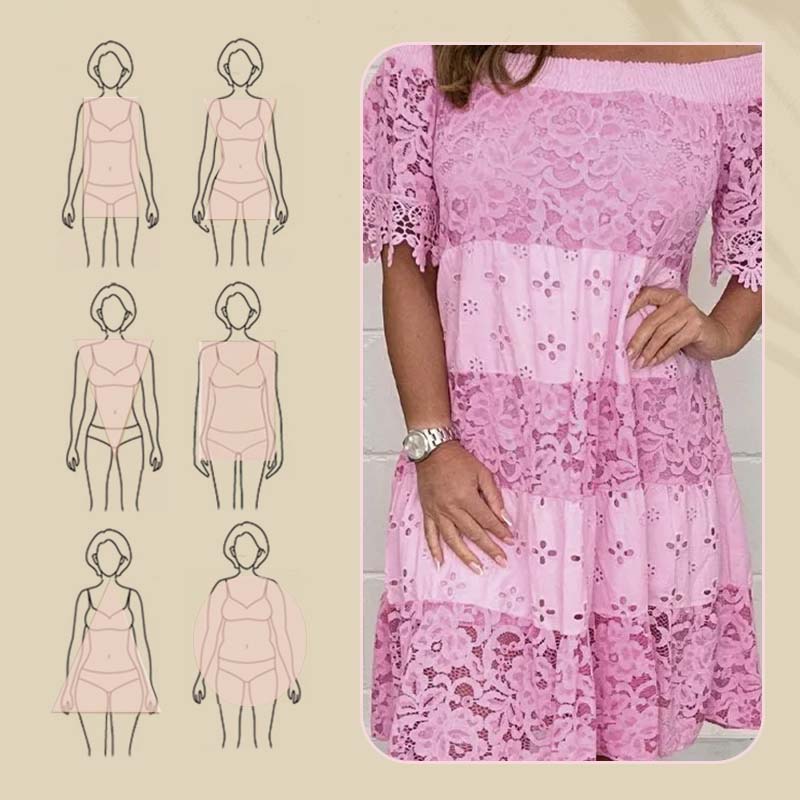 🔥👗Sukienka bez ramiączek z koronkowymi, ażurowymi wstawkami dla kobiet